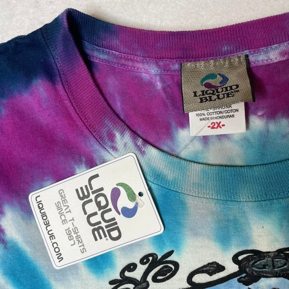 New! Liquid Blue Grateful Dead Skeleton Roses‎ Tie Dye T Shirt 2X - Picture 3 of 10